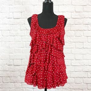 🌵Roz&Ali Polka Dot Ruffle Blouse